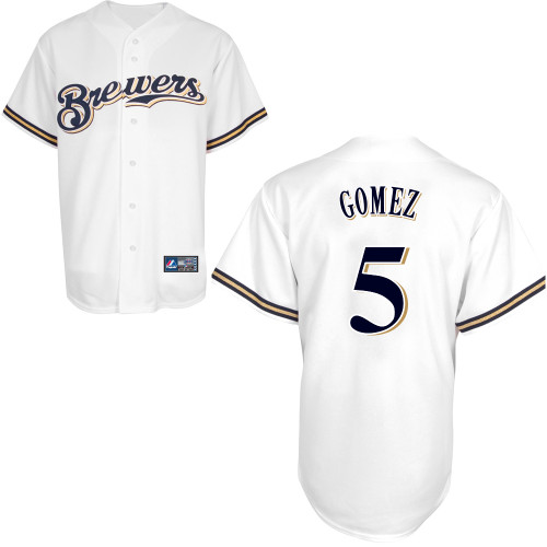 Hector Gomez #5 Youth Baseball Jersey-Milwaukee Brewers Authentic Home White Cool Base MLB Jersey